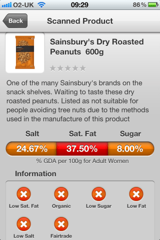 Avoiding the Fourteen Food Allergens Can I Eat It iPhone App lets you know what is in the Sainsbury's Dry Roasted Peanuts