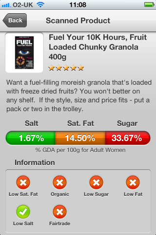 Can I Eat It iPhone App lets you know what is in the Fuel Your 10K Hours, Fruit Loaded Chunky Granola