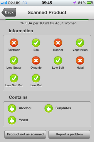 Can I Eat It iPhone App lets you know what is in the ASDA Argentinian Torrontes barcode