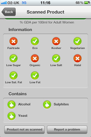 Can I Eat It iPhone App lets you know what is in the Marks & Spencer 2009 Saint Roman, White Burgundy, France with a barcode scanner app