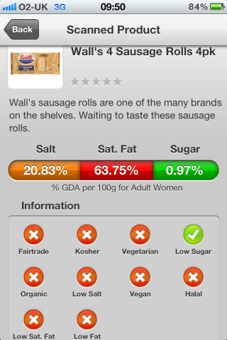 Walls Sausage Rolls Can I Eat It iPhone App lets you know what is in the Walls Sausage Rolls